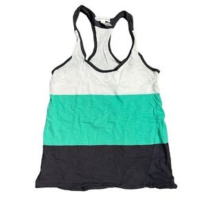 ambiance apparel EUC White Green Grey Racerback Tank-top Size Small 100% cotton